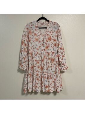 Falling Flowers Ruffle hem mini dress Floral print Plus Size 1X